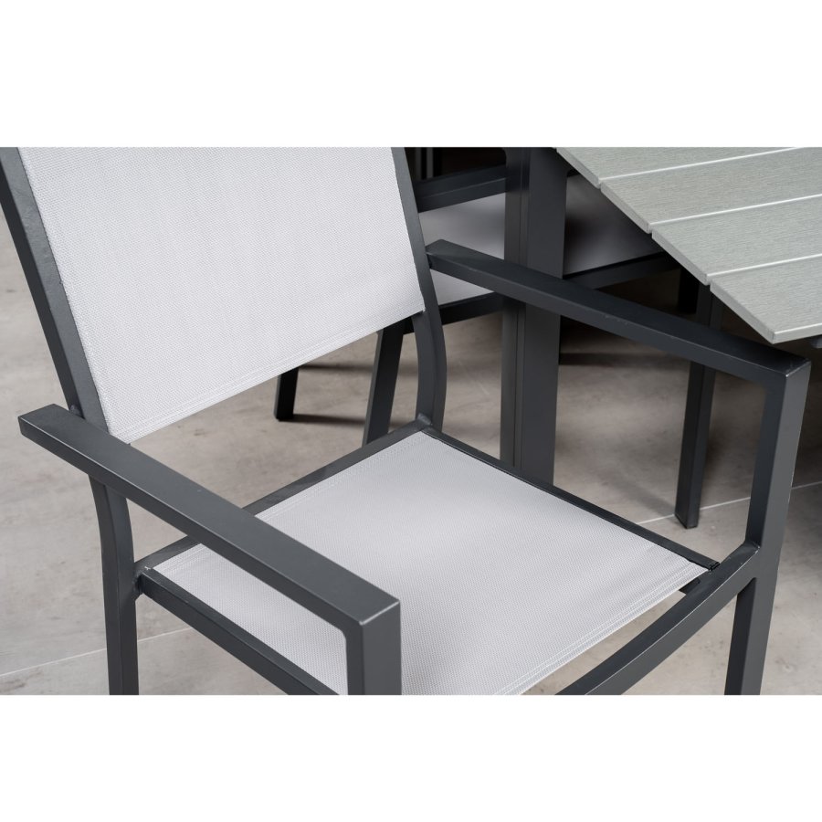 VENTURE DESIGN havest m Levels bord m udtrk og 10 Copacabana stole m armln - gr aintwood/textile