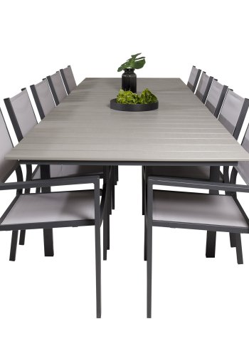 VENTURE DESIGN havest m Levels bord m udtrk og 10 Copacabana stole m armln - gr aintwood/textile