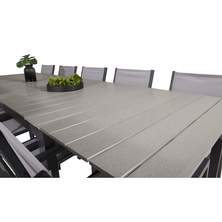 VENTURE DESIGN havest m Levels bord m udtrk og 10 Copacabana stole m armln - gr aintwood/textile