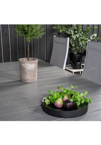 VENTURE DESIGN havest m Levels bord m udtrk og 8 Copacabana stole m recliner - gr aintwood/textil