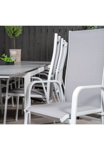 VENTURE DESIGN havest m Levels bord m udtrk og 8 Copacabana stole m recliner - gr aintwood/textil