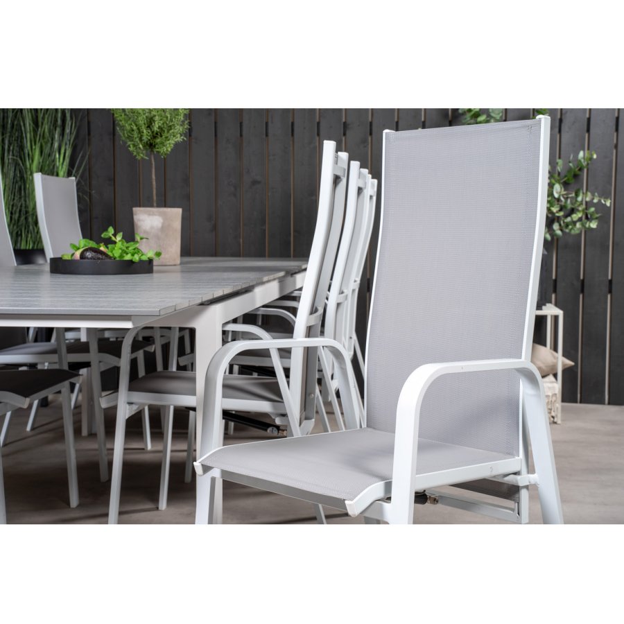 VENTURE DESIGN havest m Levels bord m udtrk og 8 Copacabana stole m recliner - gr aintwood/textil