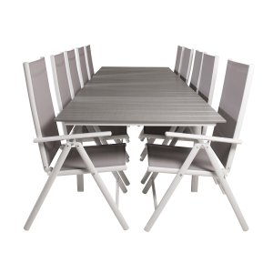 VENTURE DESIGN havest m Levels bord m udtrk og 10 Break stole m recliner - gr aintwood/textilene