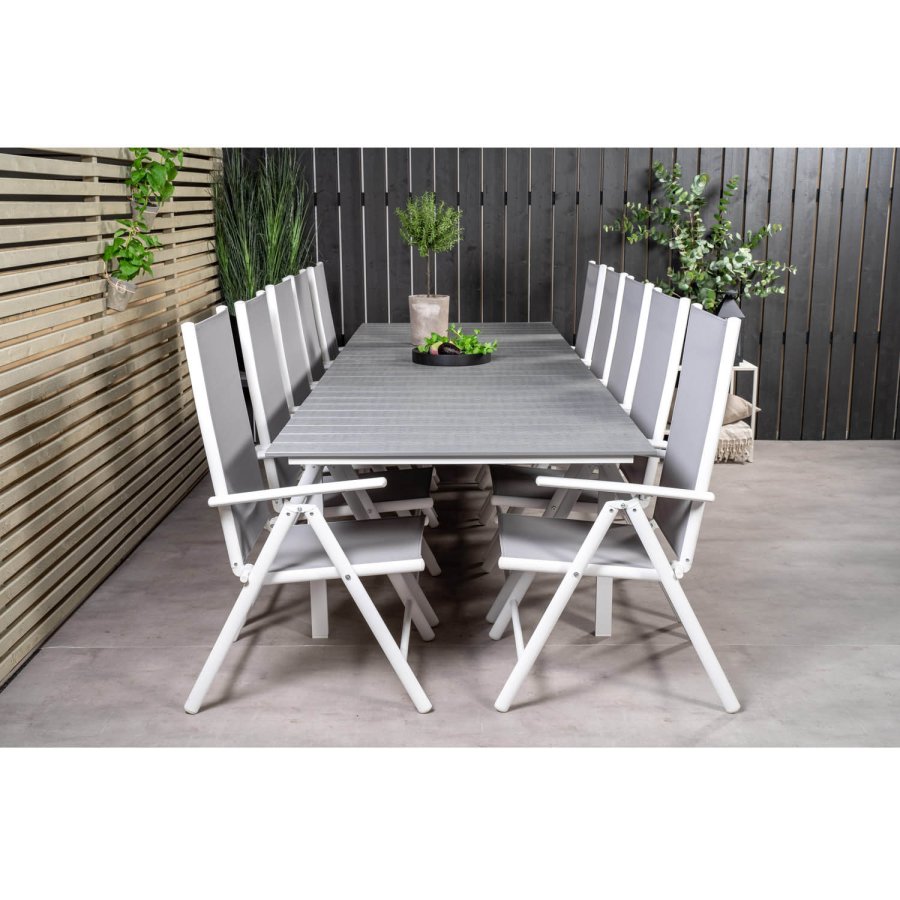 VENTURE DESIGN havest m Levels bord m udtrk og 10 Break stole m recliner - gr aintwood/textilene