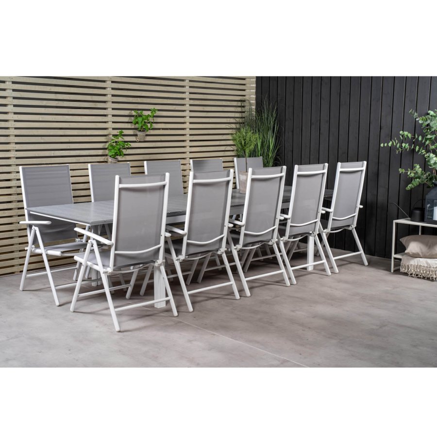 VENTURE DESIGN havest m Levels bord m udtrk og 10 Break stole m recliner - gr aintwood/textilene