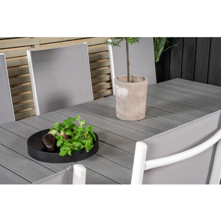 VENTURE DESIGN havest m Levels bord m udtrk og 10 Break stole m recliner - gr aintwood/textilene