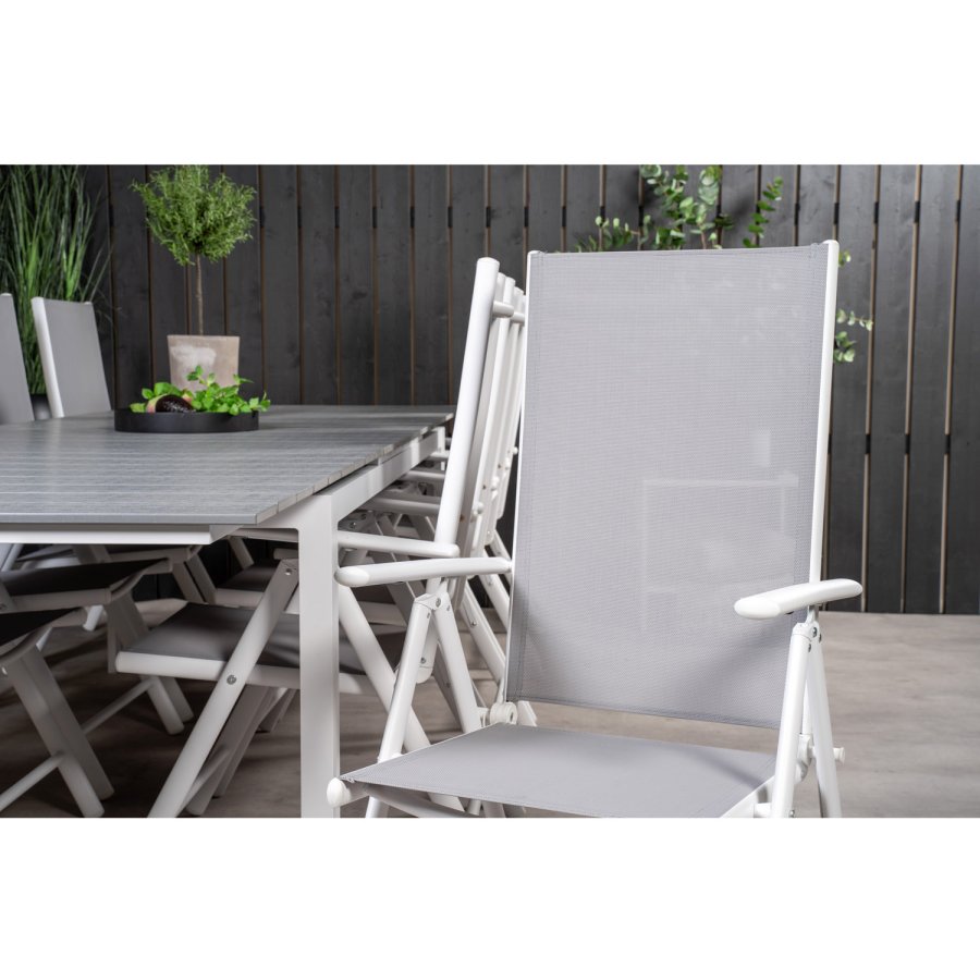 VENTURE DESIGN havest m Levels bord m udtrk og 10 Break stole m recliner - gr aintwood/textilene