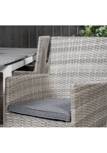 VENTURE DESIGN havest m. Levels bord m. udtrk og 8 Malin stole m. armln - gr rattan/aintwood