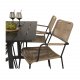 VENTURE DESIGN havest, m. Denver cafébord (120x70) og 4 Lindos stole - sort aintwood/alu/latte reb 