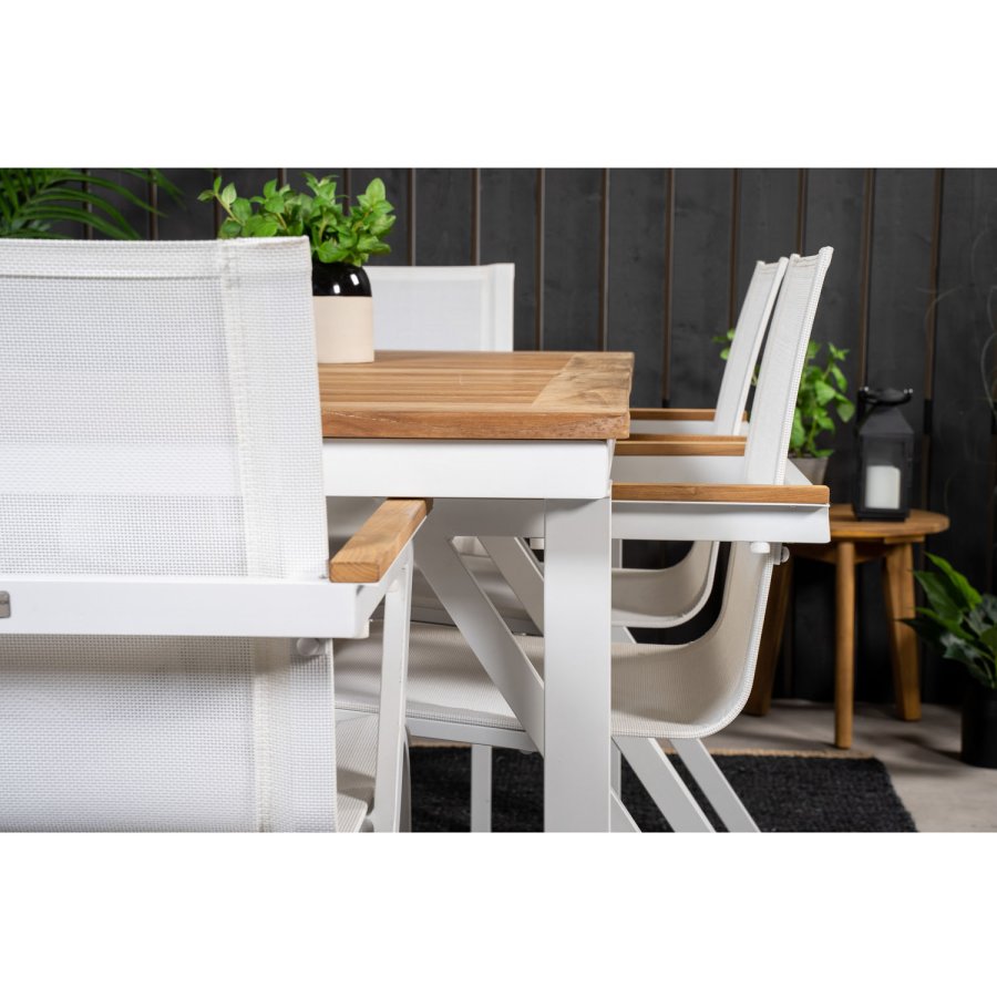 VENTURE DESIGN havest, m. Panama bord, m. udtrk og 6 Mexico stole, m. armln - teak/alu/textilene