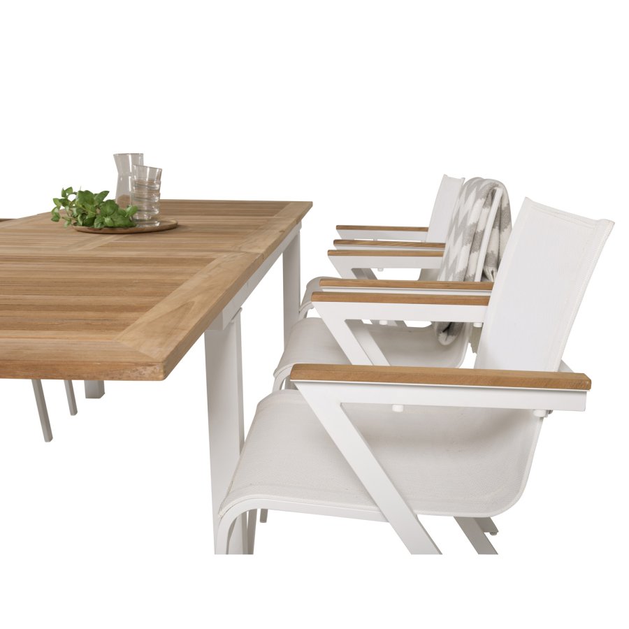 VENTURE DESIGN havest, m. Panama bord, m. udtrk og 6 Mexico stole, m. armln - teak/alu/textilene