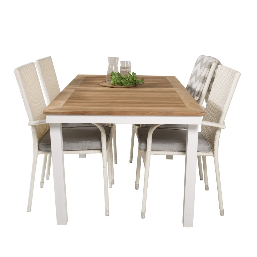 VENTURE DESIGN havest, m. Panama bord, m. udtrk og 4 Anna stole, m. armln - teak/alu/rattan 