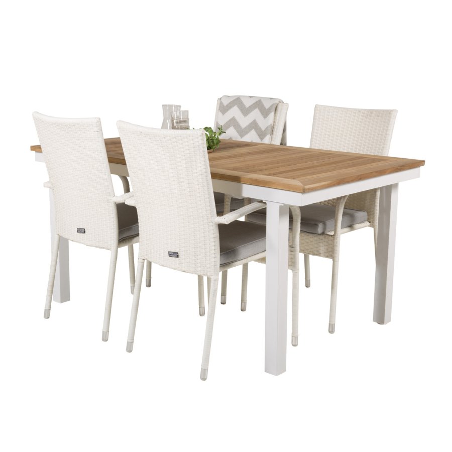 VENTURE DESIGN havest, m. Panama bord, m. udtrk og 4 Anna stole, m. armln - teak/alu/rattan 