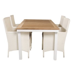 VENTURE DESIGN havest, m. Panama bord, m. udtrk og 4 Malin stole, m. armln - teak/alu/rattan 