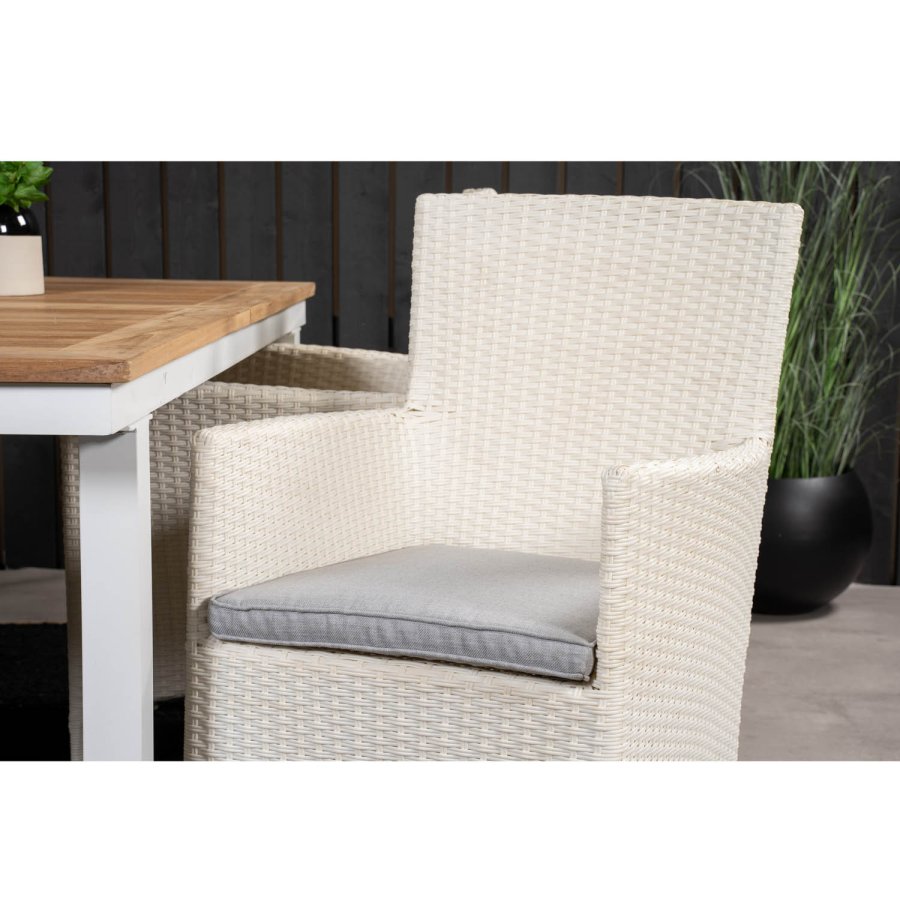 VENTURE DESIGN havest, m. Panama bord, m. udtrk og 4 Malin stole, m. armln - teak/alu/rattan 