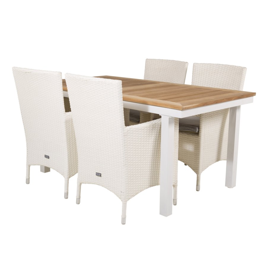 VENTURE DESIGN havest, m. Panama bord, m. udtrk og 4 Malin stole, m. armln - teak/alu/rattan 