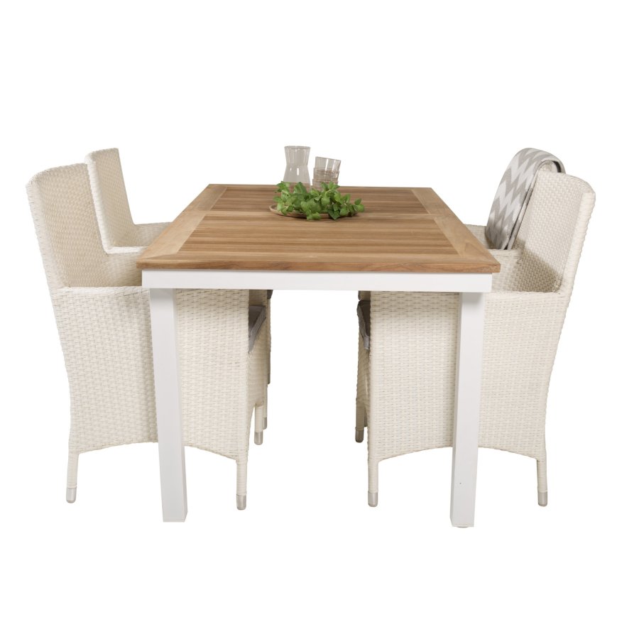 VENTURE DESIGN havest, m. Panama bord, m. udtrk og 4 Malin stole, m. armln - teak/alu/rattan 