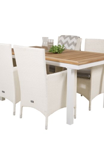 VENTURE DESIGN havest, m. Panama bord, m. udtrk og 4 Malin stole, m. armln - teak/alu/rattan 