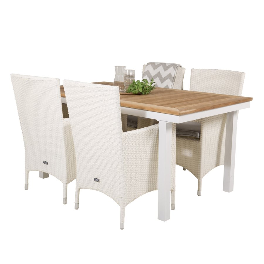 VENTURE DESIGN havest, m. Panama bord, m. udtrk og 4 Malin stole, m. armln - teak/alu/rattan 