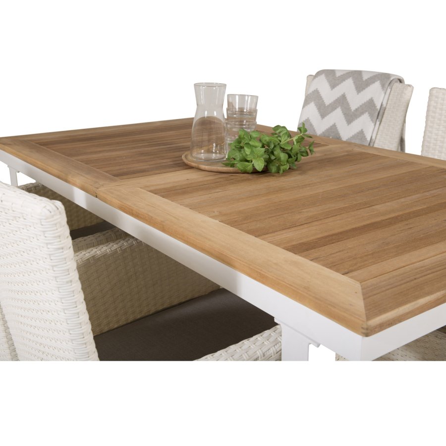 VENTURE DESIGN havest, m. Panama bord, m. udtrk og 4 Malin stole, m. armln - teak/alu/rattan 