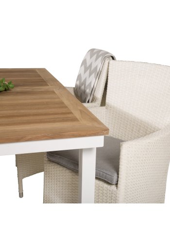 VENTURE DESIGN havest, m. Panama bord, m. udtrk og 4 Malin stole, m. armln - teak/alu/rattan 