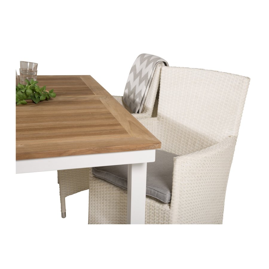 VENTURE DESIGN havest, m. Panama bord, m. udtrk og 4 Malin stole, m. armln - teak/alu/rattan 