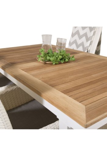 VENTURE DESIGN havest, m. Panama bord, m. udtrk og 4 Padova recliner stole - teak/alu/rattan