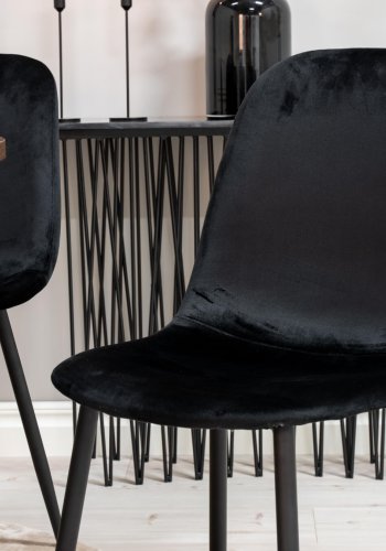 VENTURE DESIGN Polar Diamond spisestol - svart velour og svart metall