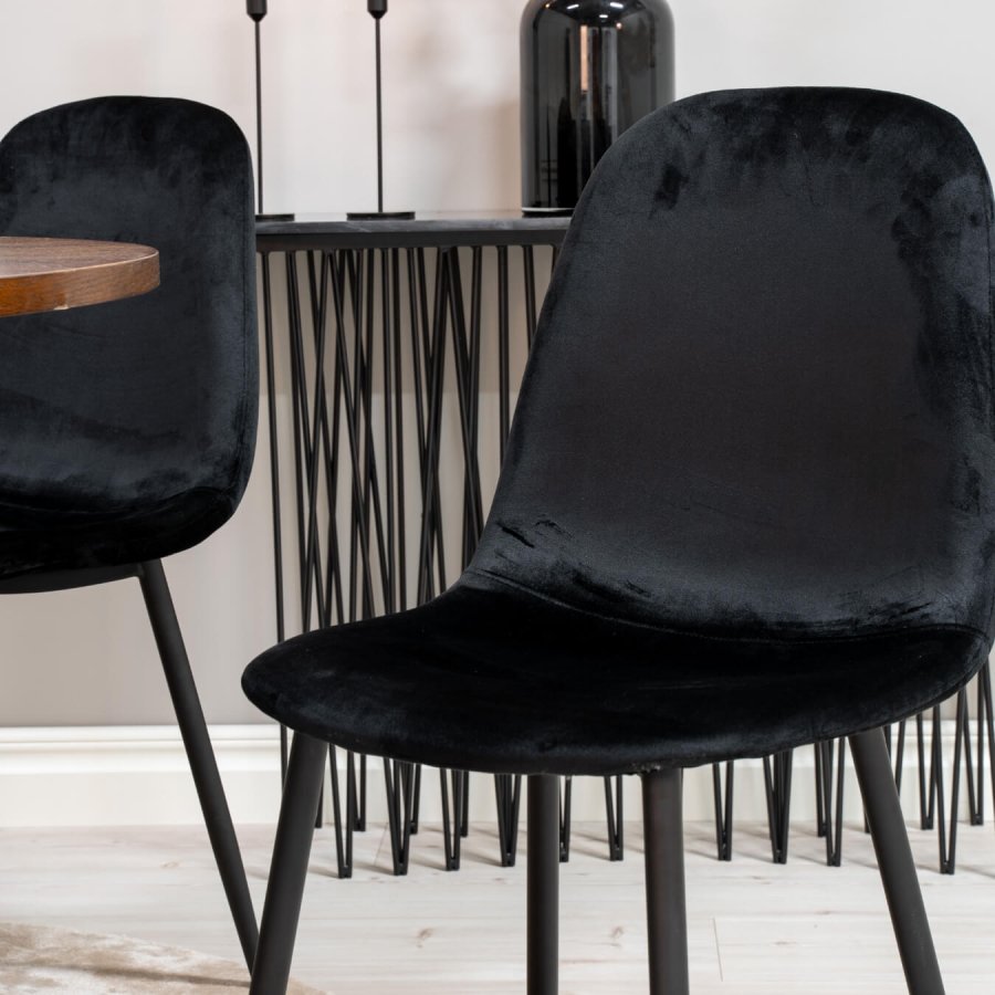 VENTURE DESIGN Polar Diamond spisestol - svart velour og svart metall