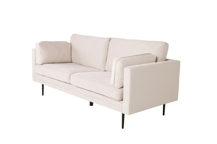 VENTURE DESIGN Boom 3-Sitzer-Sofa - beiger Samt und schwarzer Stahl