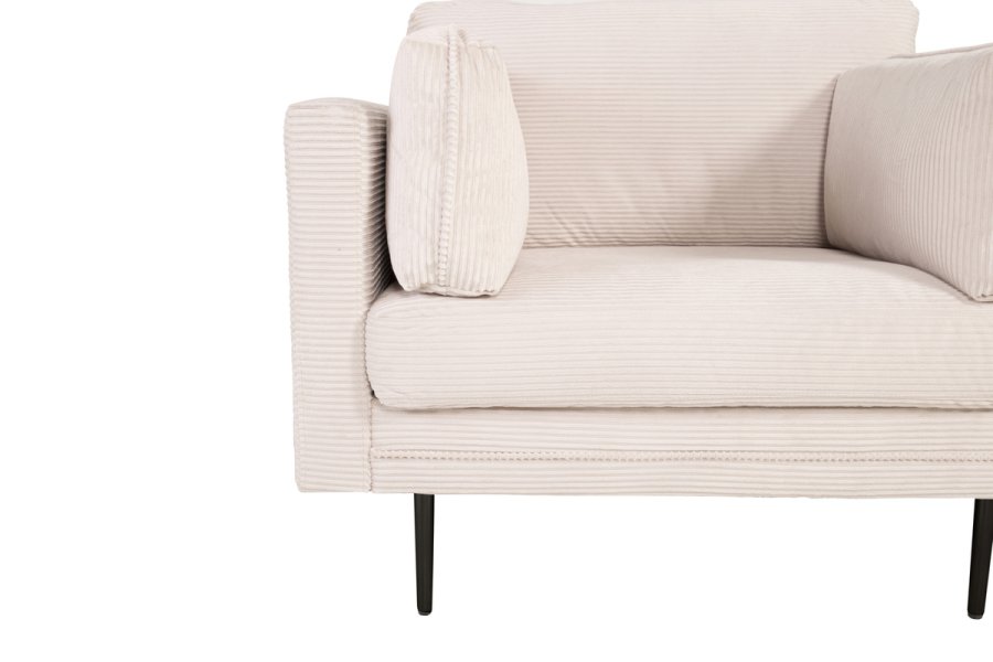 VENTURE DESIGN Boom Sessel, mit Armlehnen – beiger Samt und schwarzer Stahl