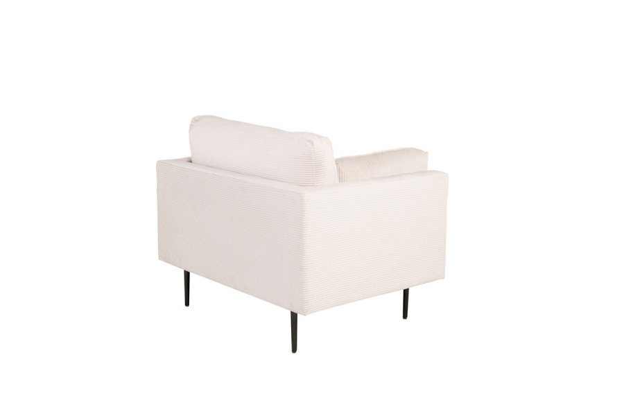 VENTURE DESIGN Boom Sessel, mit Armlehnen – beiger Samt und schwarzer Stahl