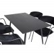 VENTURE DESIGN Dipp spisebordsett, m. 4 stoler - sort finér/messing sort metall, sort flyel/svart metall