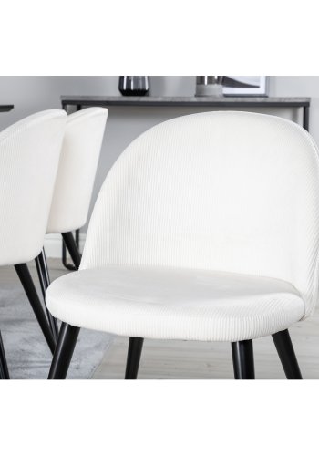 VENTURE DESIGN Marina spisebordsst, m. 6 stole - sort finer/sort metal og beige fljl/sort metal