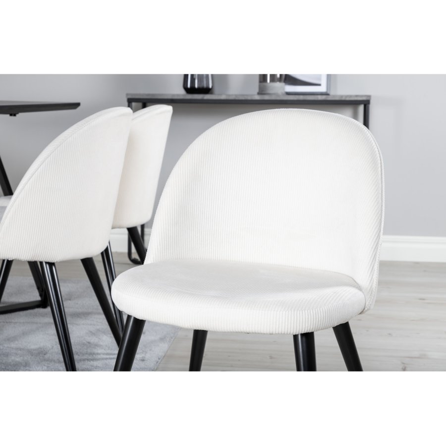 VENTURE DESIGN Marina spisebordsst, m. 6 stole - sort finer/sort metal og beige fljl/sort metal