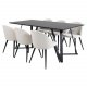 VENTURE DESIGN Marina spisebordsst, m. 6 stole - sort finer/sort metal og beige fljl/sort metal