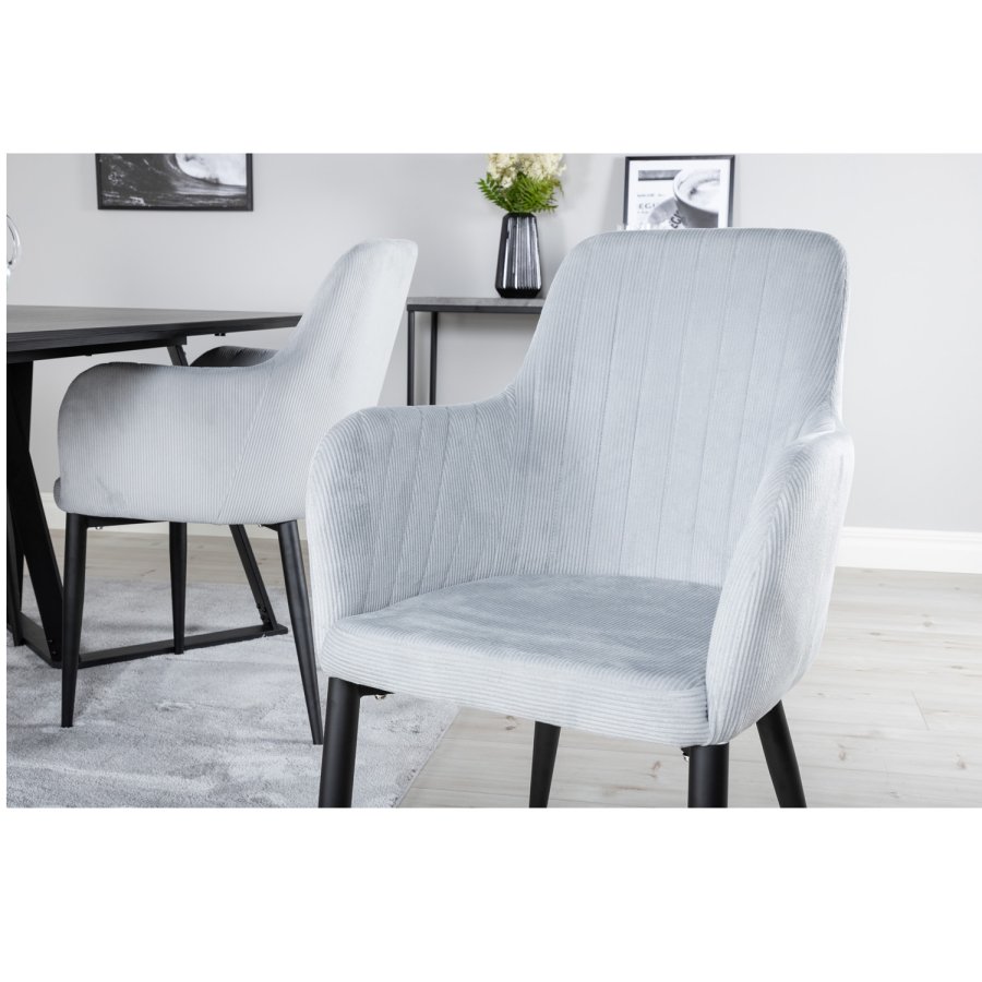 VENTURE DESIGN Marina spisebordsst, m. 4 stole - sort finer/sort metal og gr fljl/sort metal