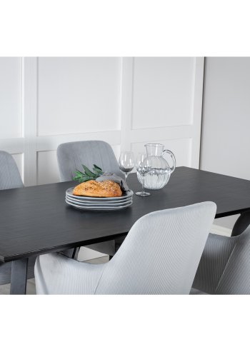 VENTURE DESIGN Marina spisebordsst, m. 4 stole - sort finer/sort metal og gr fljl/sort metal