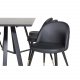 VENTURE DESIGN Marina spisebordsst, m. 6 stole - sort finer/sort metal, sort PU/messing sort metal