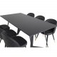 VENTURE DESIGN Marina spisebordsst, m. 6 stole - sort finer/sort metal, sort PU/messing sort metal