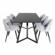 VENTURE DESIGN Marina spisebordsst, m. 6 stole - sort finer/sort metal og gr fljl/sort metal