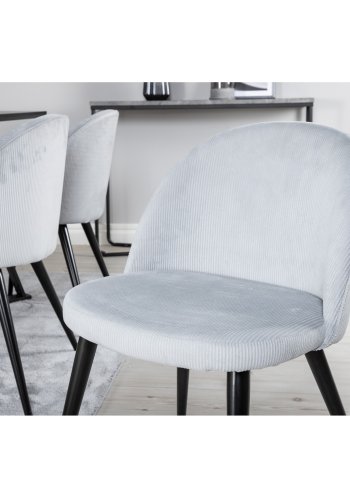 VENTURE DESIGN Marina spisebordsst, m. 6 stole - sort finer/sort metal og gr fljl/sort metal