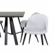 VENTURE DESIGN Marina spisebordsst, m. 6 stole - sort finer/sort metal og gr fljl/sort metal