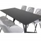 VENTURE DESIGN Marina spisebordsst, m. 6 stole - sort finer/sort metal og lysegr fljl/sort metal