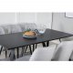 VENTURE DESIGN Marina spisebordsst, m. 6 stole - sort finer/sort metal og lysegr stof/sort metal