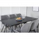 VENTURE DESIGN Marina spisebordsst, m. 6 stole - sort finer/sort metal og gr stof/sort metal