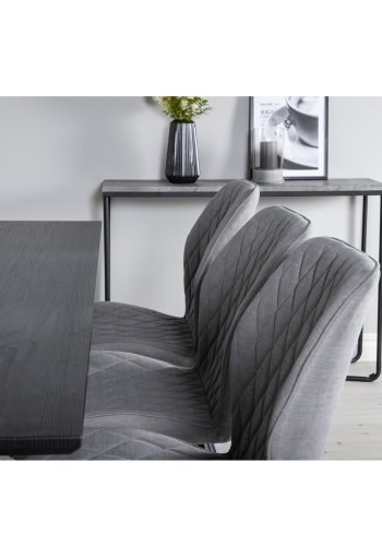 VENTURE DESIGN Marina spisebordsst, m. 6 stole - sort finer/sort metal og gr stof/sort metal