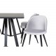 VENTURE DESIGN Marina spisebordsst, m. 6 stole - sort finer/sort metal og lysegr fljl/sort metal