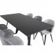 VENTURE DESIGN Marina spisebordsst, m. 6 stole - sort finer/sort metal og lysegr fljl/sort metal