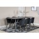 VENTURE DESIGN Marina spisebordsst, m. 6 stole - sort finer/sort metal og sort fljl/sort metal